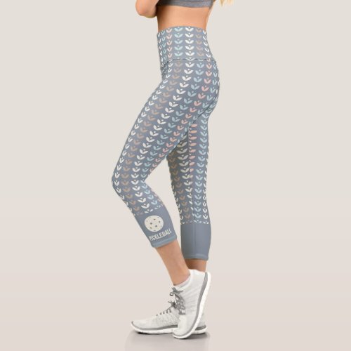 Scandinavian Floral Pattern Custom Pickleball Capri Leggings