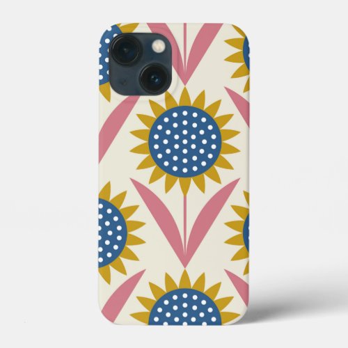 Scandinavian floral pattern retro style mid cent iPhone 13 mini case