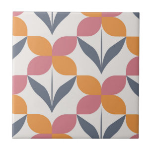 Scandinavian floral pattern, retro style, mid cent ceramic tile