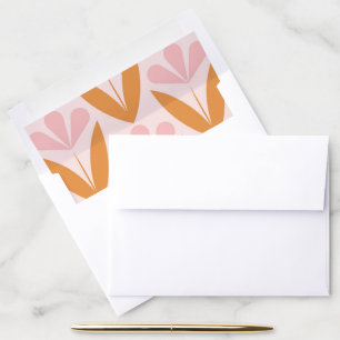 Scandinavian floral pattern,retro style,mid centur envelope liner