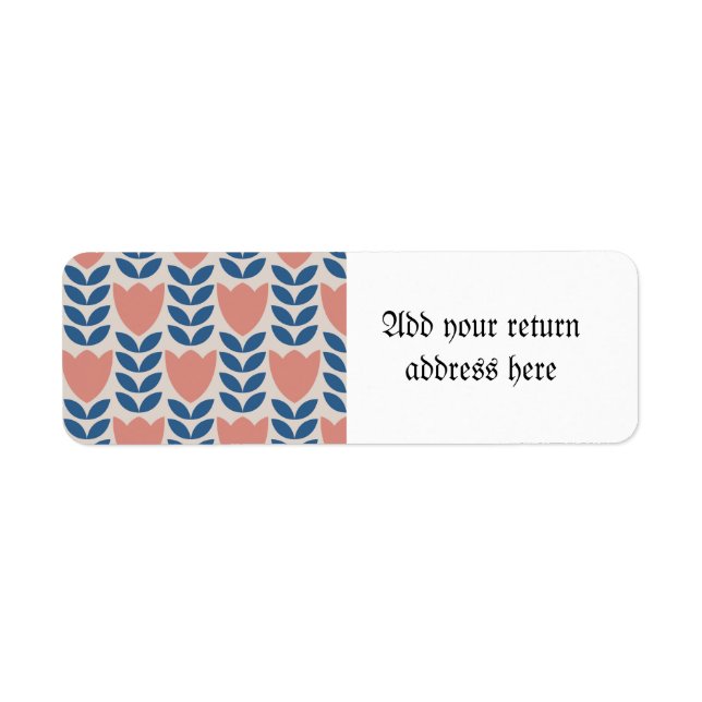 Scandinavian floral pattern,retro style,mid centur label (Front)