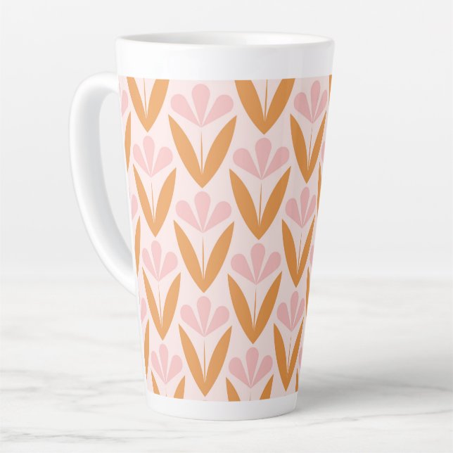 Scandinavian floral pattern,retro style,mid centur latte mug (Left Angle)