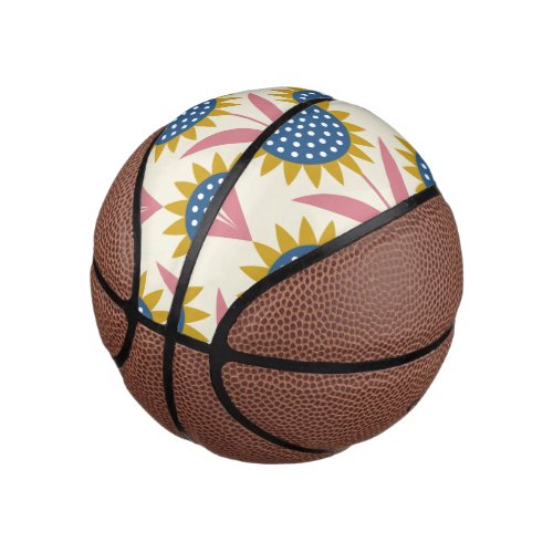 Scandinavian floral patternretro stylemid centur mini basketball