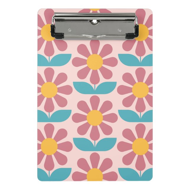 Scandinavian floral pattern,retro style,mid centur mini clipboard (Front)