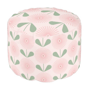 Scandinavian floral pattern,retro style,mid centur pouf