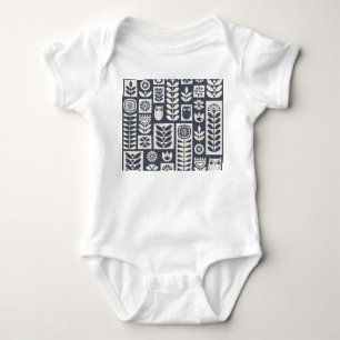 Scandinavian Floral: White, Blue, Minimalist. Baby Bodysuit