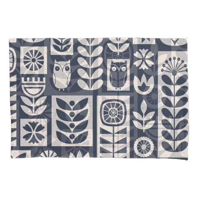 Scandinavian Floral: White, Blue, Minimalist. Pillow Case (Front)