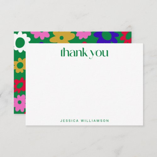 Scandinavian Flower Green Custom Bridal Shower Thank You Card