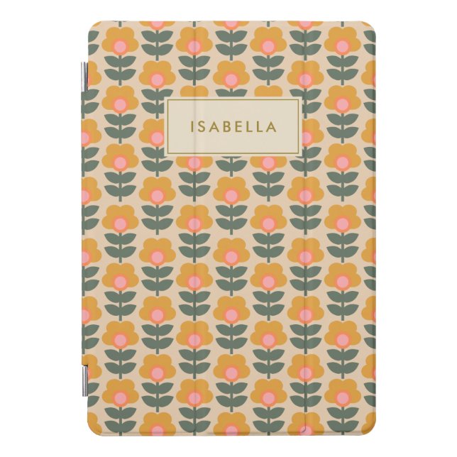 Scandinavian Flower Pattern Personalized iPad Pro Cover (Front)