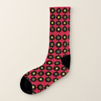 Scandinavian Flowers Black Red 