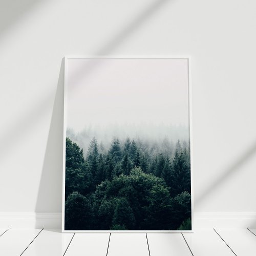 Scandinavian Foggy Pine Forest Poster