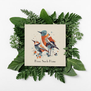 Scandinavian Folk Abstract Birds Home Swede Home