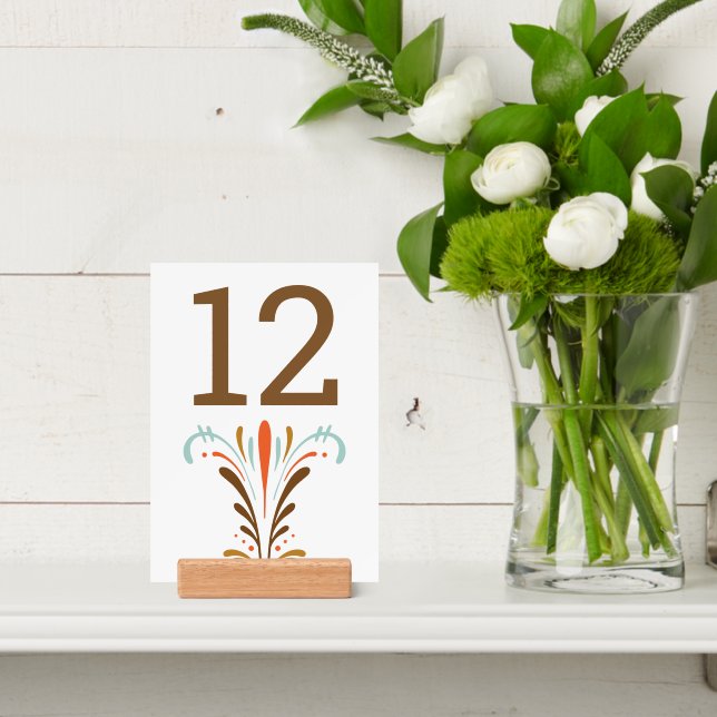 Scandinavian Folk Art Autumn Wedding Table Number Holder (Insitu 4 (Back))
