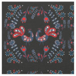 Scandinavian Folk Art Birds Monogrammed Fabric