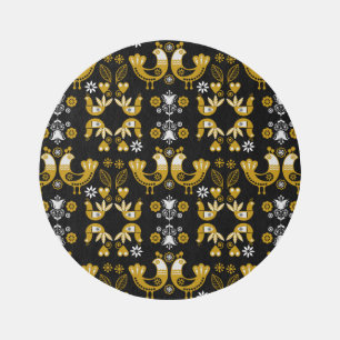 Scandinavian Folk Art Birds Outdoor Rug