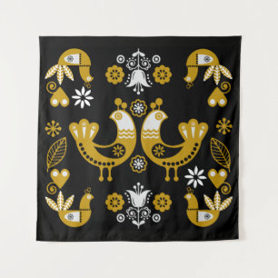 Scandinavian Folk Art Birds Tapestry