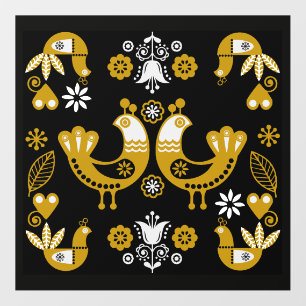 Scandinavian Folk Art Birds Wall Decal