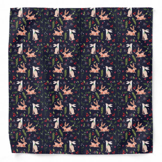 Scandinavian Folk Art Bunnies Bandana