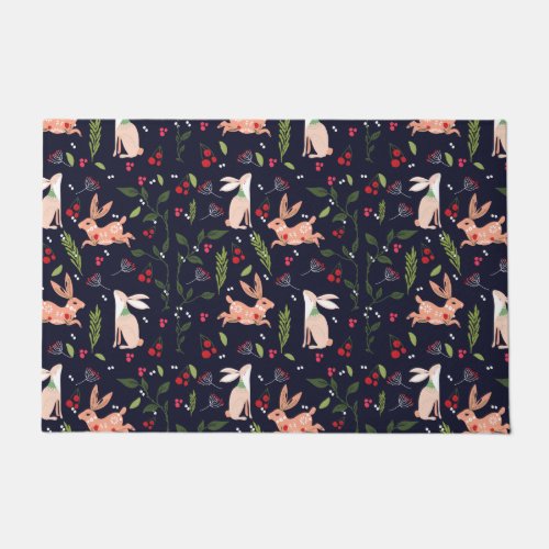 Scandinavian Folk Art Bunnies Doormat