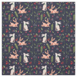 Scandinavian Folk Art Bunnies Fabric