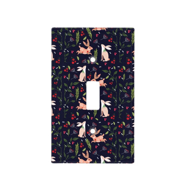 Scandinavian Folk Art Bunnies Light Switch Cover (Front)