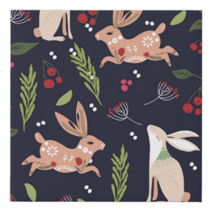 Scandinavian Folk Art Bunny Print