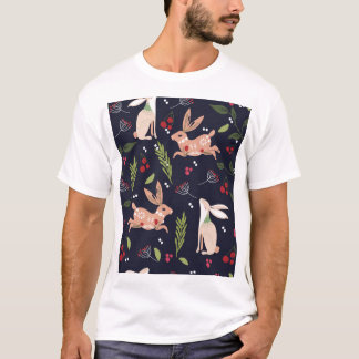 Scandinavian Folk Art Bunny Print T-Shirt