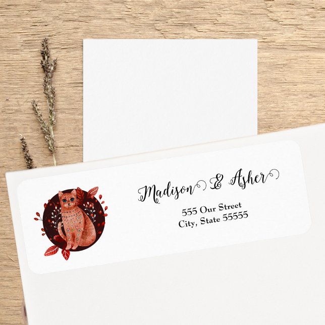 Scandinavian Folk Art Cat Watercolor Ilustration  Label (Creator Uploaded)