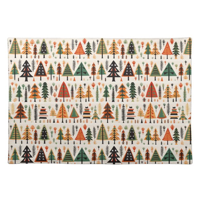 Scandinavian Folk Art Christmas Pattern Cloth Placemat (Front)