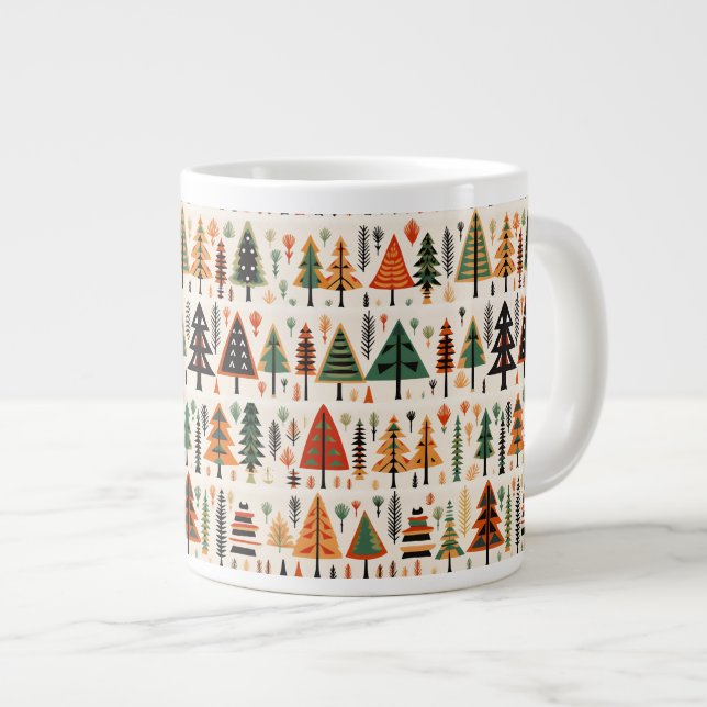 Scandinavian Folk Art Christmas Pattern Giant Coffee Mug (Front Right)