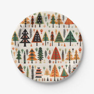 Scandinavian Folk Art Christmas Pattern Paper Plates