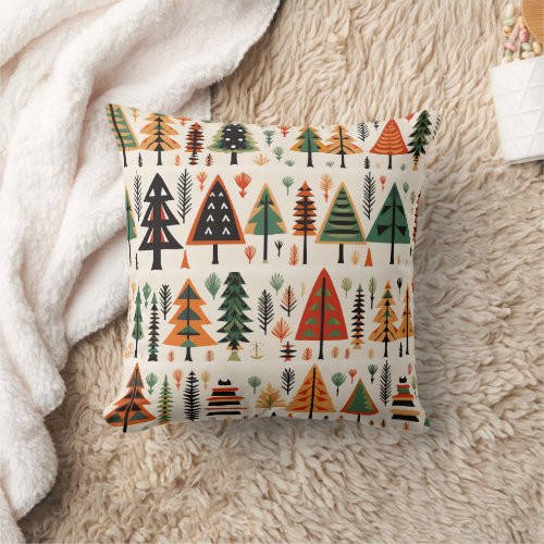 Scandinavian Folk Art Christmas Pattern Throw Pillow