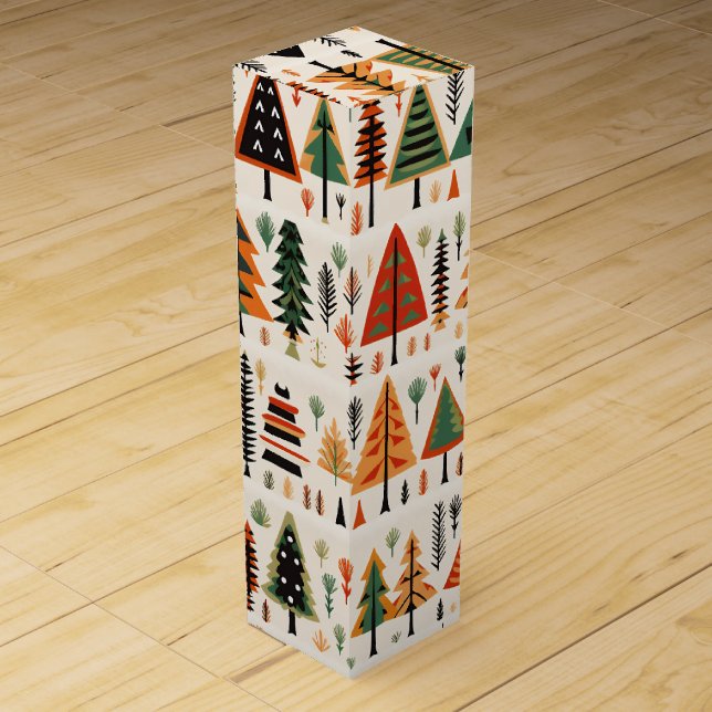 Scandinavian Folk Art Christmas Pattern Wine Box (Front)