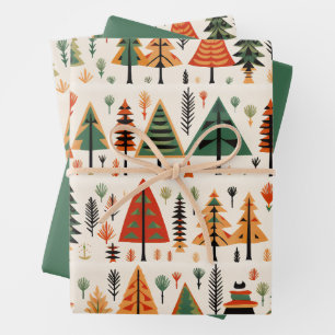 Scandinavian Folk Art Christmas Pattern Wrapping Paper Sheets