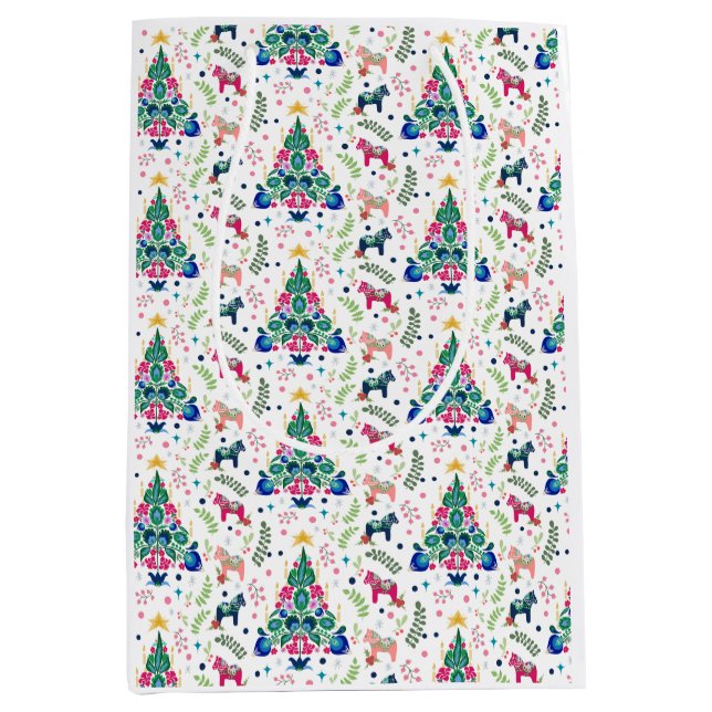 Scandinavian Folk Art Christmas Tree Gift Bag (Front)