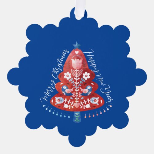Scandinavian Folk Art Christmas Tree  Ornament Card