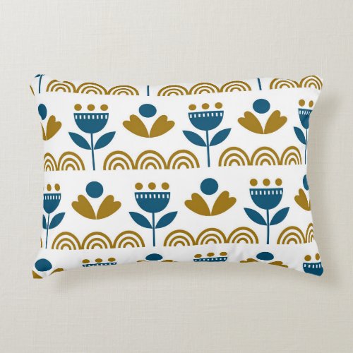 Scandinavian folk art colorful pattern accent pillow