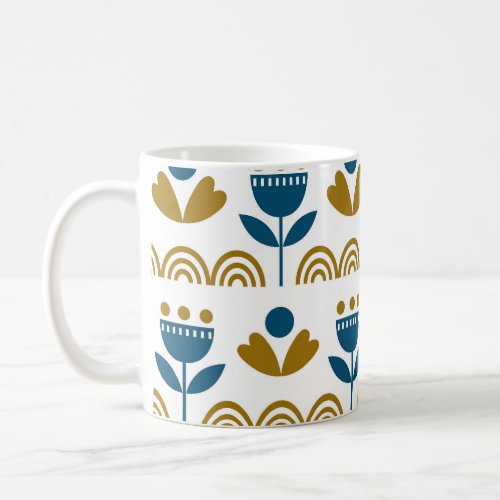 Scandinavian folk art colorful pattern coffee mug