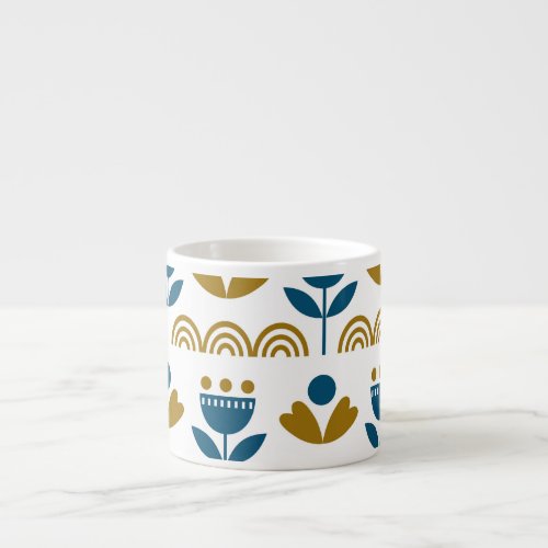 Scandinavian folk art colorful pattern espresso cup