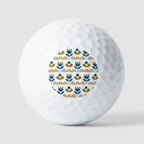 Scandinavian folk art colorful pattern golf balls