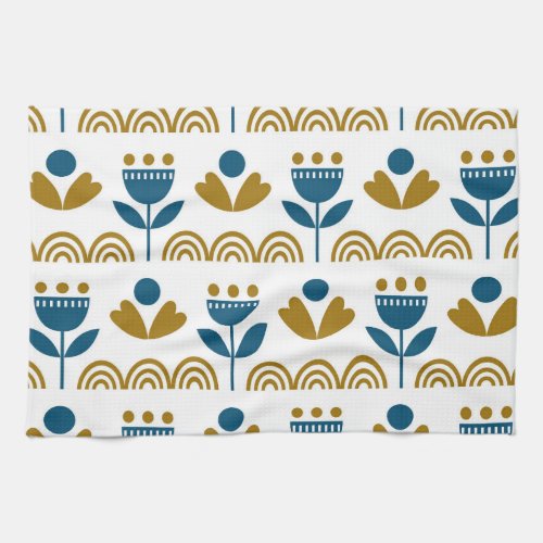 Scandinavian folk art colorful pattern kitchen towel