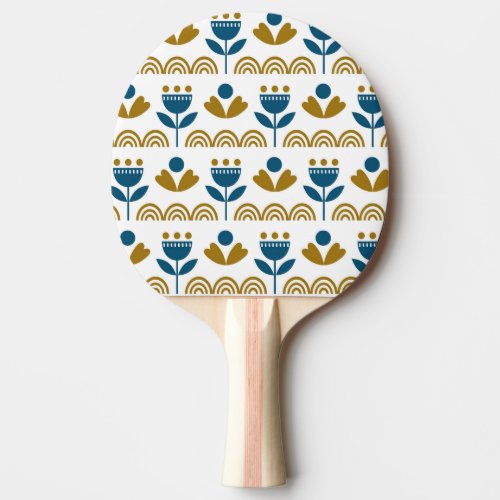 Scandinavian folk art colorful pattern ping pong paddle
