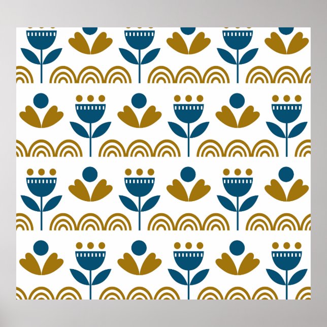 Scandinavian folk art, colorful pattern. poster (Front)