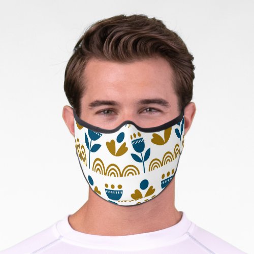 Scandinavian folk art colorful pattern premium face mask