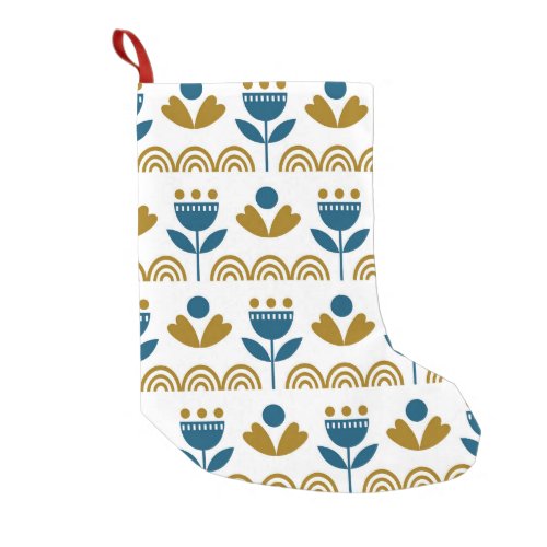 Scandinavian folk art colorful pattern small christmas stocking
