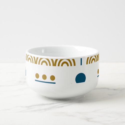 Scandinavian folk art colorful pattern soup mug