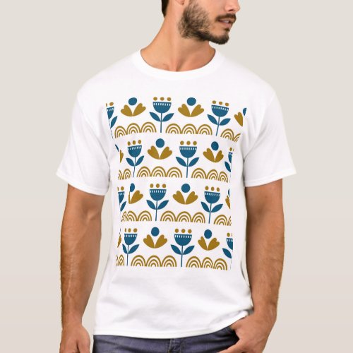 Scandinavian folk art colorful pattern T_Shirt