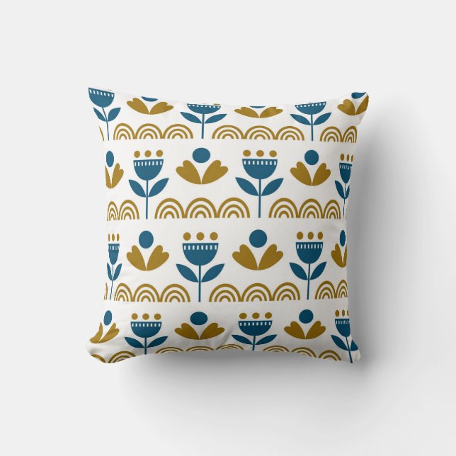 Scandinavian folk art, colorful pattern. throw pillow (Front)