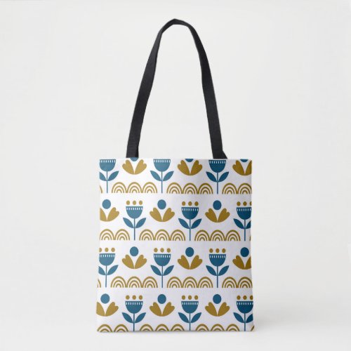 Scandinavian folk art colorful pattern tote bag