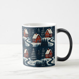 Scandinavian Folk Art Cozy Winter Cabin Mug